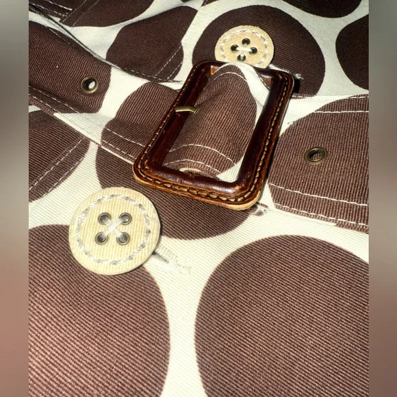 Merona Mod Retro Polka Dot Canvas Coat Belted Trench Coat - Picture 4 of 7